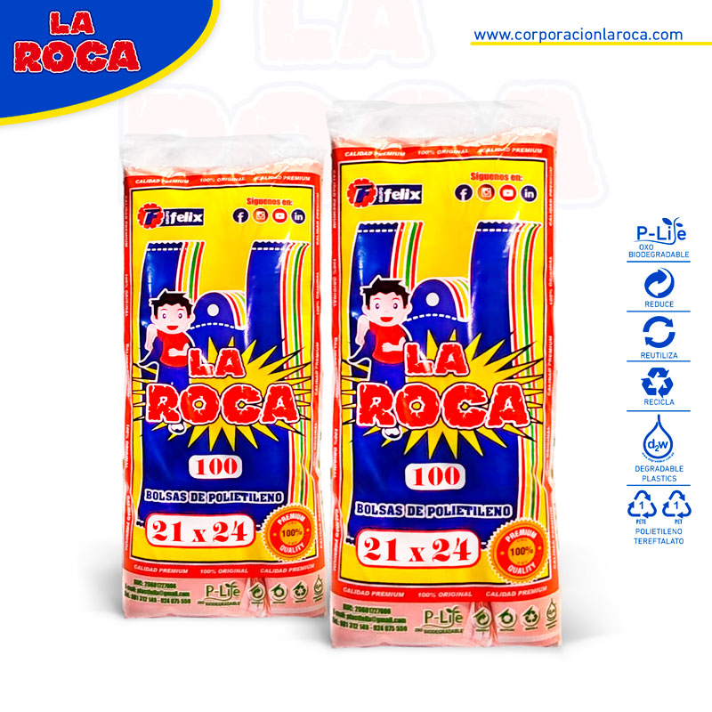 La Roca Rosa La Roca – 100 Bolsas de Polietileno Rosa-Naranja 21×24 – Corporación la ...