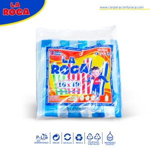 corporacion-la--roca--bolsas-celeste-raya--de-polietileno--16-x-19